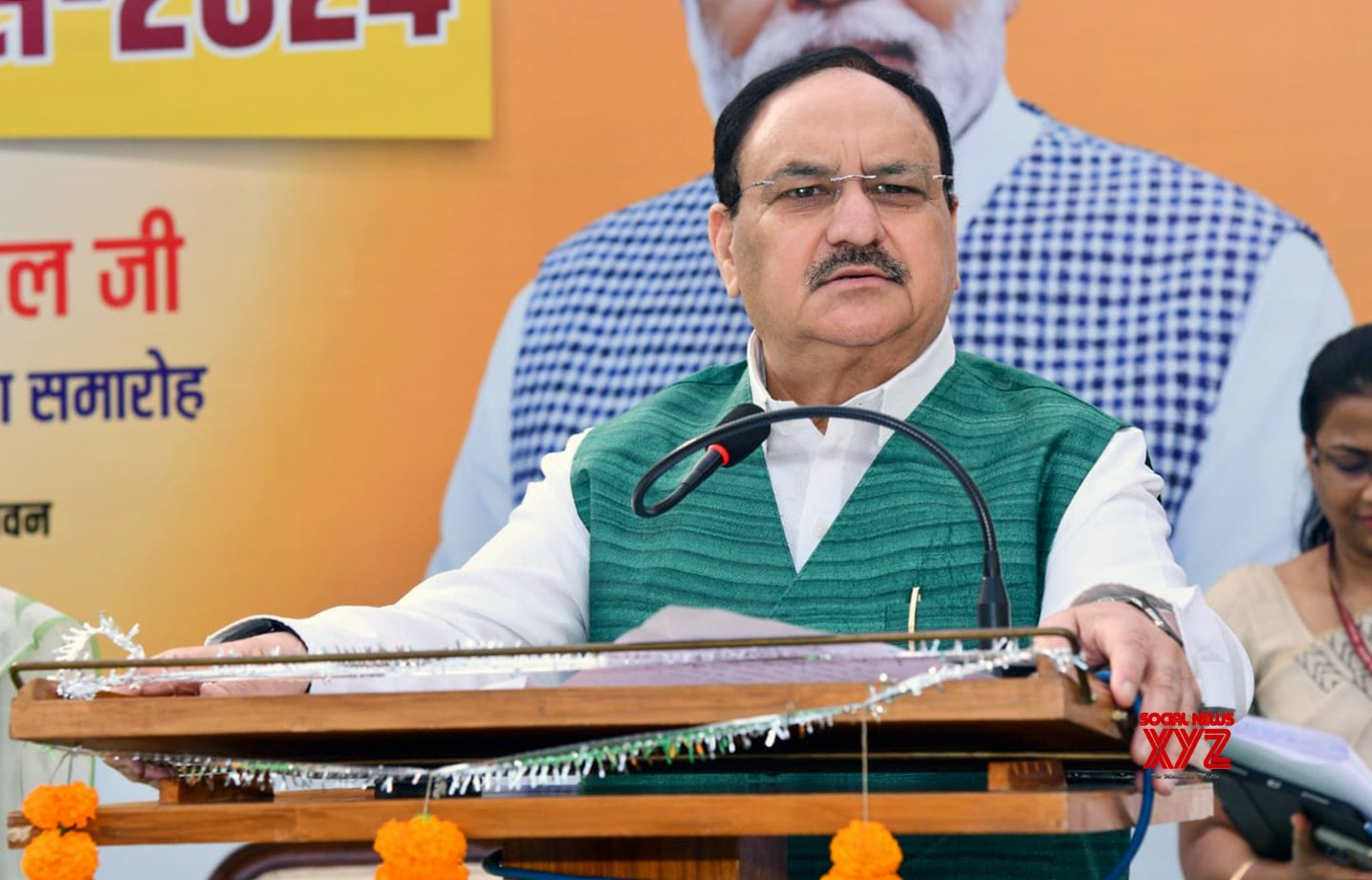 Nueva Delhi: El ministro de la Unión y líder del BJP, JP Nadda, se dirige con motivo de la #Galería ‘Rashtriya Ekta Diwas’