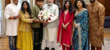 New Delhi: Union Minister Chirag Paswan, along with his family, meets Prime Minister Narendra Modi in New Delhi on Wednesday, October 30, 2024. (Photo: IANS)