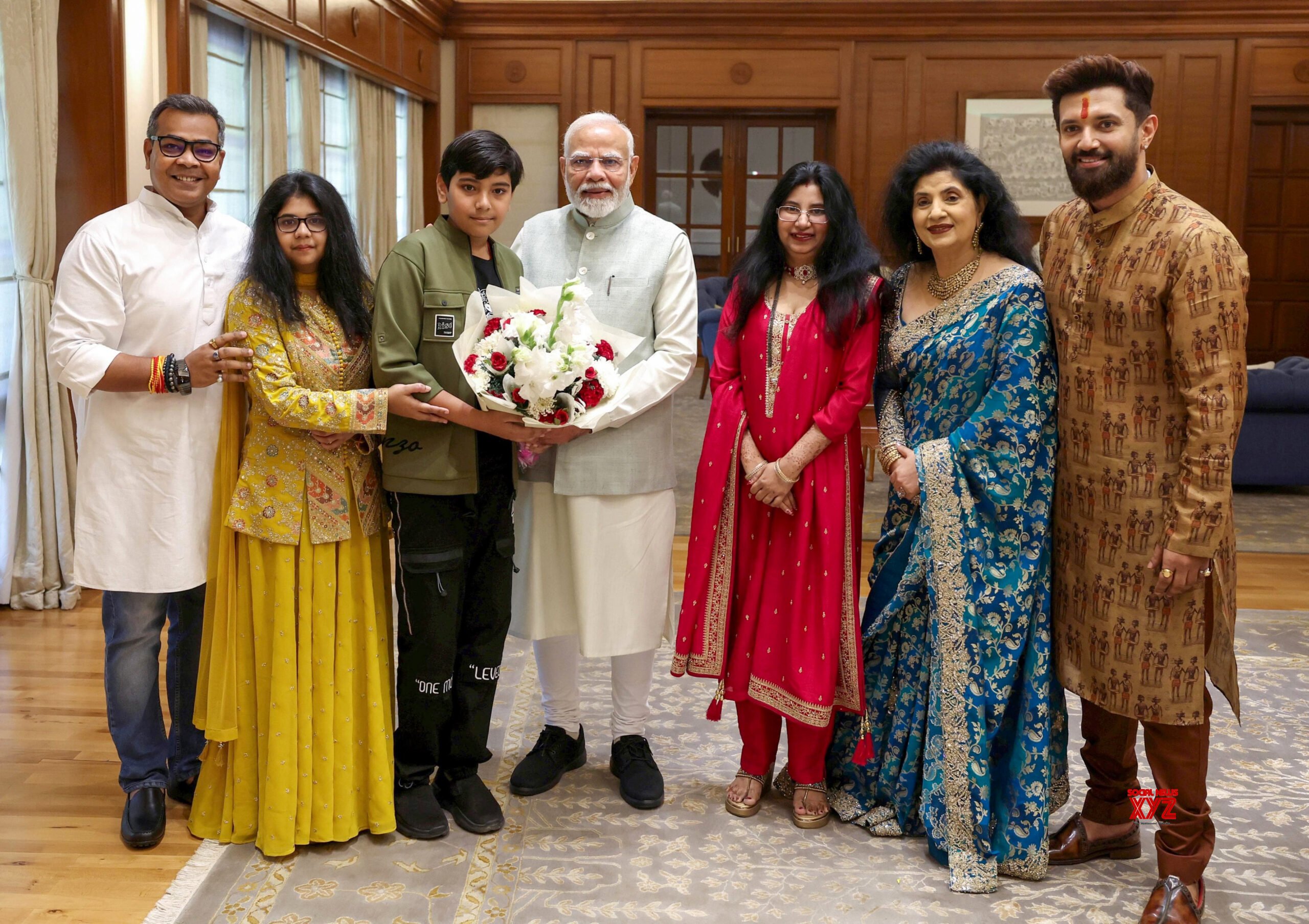 New Delhi: Union Minister Chirag Paswan along with his family met with PM Narendra Modi #Gallery