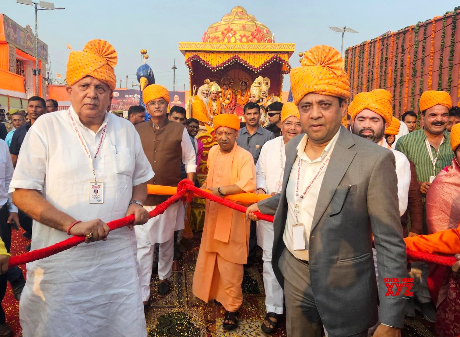 Ayodhya: Uttar Pradesh CM Yogi Adityanath and Union Minister Gajendra Singh Shekhawat during Deepotsav celebrations - #Gallery