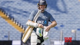 Pune: New Zealand's captain Tom Latham during a practice session ahead of the second Test match against India at Maharashtra Cricket Association Stadium in Pune on Tuesday, October 22, 2024. (Photo: IANS/@BLACKCAPS)