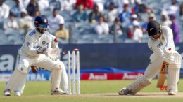 Pune: New Zealand's Tom Blundell is bowled out by India's Ravindra Jadeja on day three of the second cricket Test match between India and New Zealand at the Maharashtra Cricket Association Stadium in Pune on Saturday, October 26, 2024. (Photo: IANS/@BCCI)