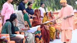 Gorakhpur: Uttar Pradesh Chief Minister Yogi Adityanath listens to grievances and issues of residents from various districts during the 'Janta Darshan' held at the Gorakhnath Temple campus in Gorakhpur on Friday, November 1, 2024. (Photo: IANS)