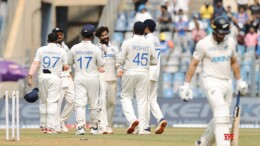 Mumbai: India's Ravindra Jadeja celebrates with teammates after the dismissal of New Zealand's Glenn Phillips during the first day of the third cricket test match between India and New Zealand at Wankhede Stadium in Mumbai on Friday, November 1, 2024. (Photo: IANS/@BCCI)