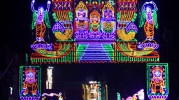 North 24 Parganas: Roads illuminated with vibrant lights for Kali Puja celebrations at Barasat in North 24 Parganas on Friday, November 1, 2024. (Photo: IANS)