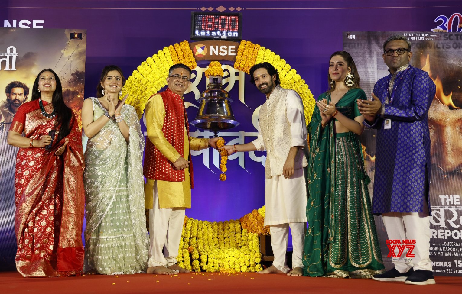 Mumbai: Actors Vikrant Massey, Riddhi Dogra, and Raashii Khanna at NSE India's headquarters promoting their upcoming film 'The Sabarmati Report' #Gallery