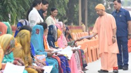 Gorakhpur: Uttar Pradesh Chief Minister Yogi Adityanath listens to grievances and issues of residents from various districts during the 'Janta Darshan' held at the Gorakhnath Temple campus in Gorakhpur on Saturday, November 02, 2024. (Photo: IANS)