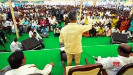 Anakapalli: Andhra Pradesh Chief Minister N. Chandrababu Naidu addresses at the inauguration of the program of pothole filling of roads in Anakapalli district, Pendurthi constituency, on Saturday, November 02, 2024. (Photo: IANS)