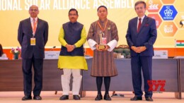 New Delhi:  Union Minister for Consumer Affairs, Food and Public Distribution & New and Renewable Energy, Pralhad V Joshi, at the inauguration of the 7th General Session of the International Solar Union at Bharat Mandapam in New Delhi on Monday November 04, 2024. (Photo: IANS)