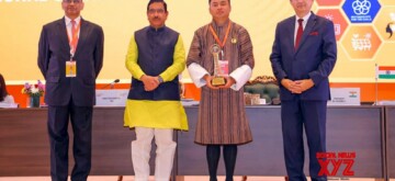 New Delhi:  Union Minister for Consumer Affairs, Food and Public Distribution & New and Renewable Energy, Pralhad V Joshi, at the inauguration of the 7th General Session of the International Solar Union at Bharat Mandapam in New Delhi on Monday November 04, 2024. (Photo: IANS)