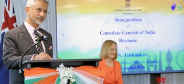 Brisbane: External Affairs Minister S. Jaishankar addresses at the inauguration of the new Consulate General of India in the presence of Governor of Queensland Jeannette Young in Brisbane on Monday, November 04, 2024. (Photo: IANS)