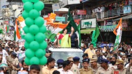 Wayanad: Congress General Secretary Priyanka Gandhi holds a roadshow ahead of Wayanad by-polls elections in Eranad, Wayanad on Tuesday, November 05, 2024. (Photo: IANS)