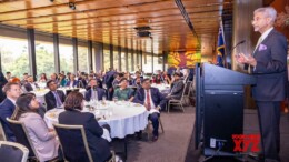 Sydney: EAM S. Jaishankar speaks during an interaction session with members of the Indian diaspora and MPs at the NSW Parliament in Sydney on Thursday, November 7, 2024. (Photo: IANS)