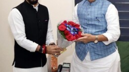 New Delhi: Union Defence Minister Rajnath Singh meets Union Minister Anurag Thakur in New Delhi on Friday November 08, 2024. (Photo: IANS)