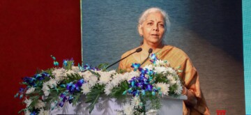 Bengaluru: Union Minister of Finance and Corporate Affairs Nirmala Sitharaman addresses the audience during the National MSME Cluster Outreach Programme in Bengaluru, Karnataka on Saturday November 09, 2024. (Photo: IANS)