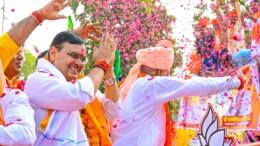 Dausa: Rajasthan CM Bhajan Lal Sharma holds a roadshow in support of BJP candidate Jagmohan Meena for the by-election in Dausa on Sunday, November 10, 2024. (Photo: IANS)