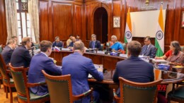 New Delhi: Union Minister for Finance and Corporate Affairs Nirmala Sitharaman with First Deputy Prime Minister of Russia Denis Manturov during their meeting in New Delhi on Tuesday, November 12, 2024. (Photo: IANS)