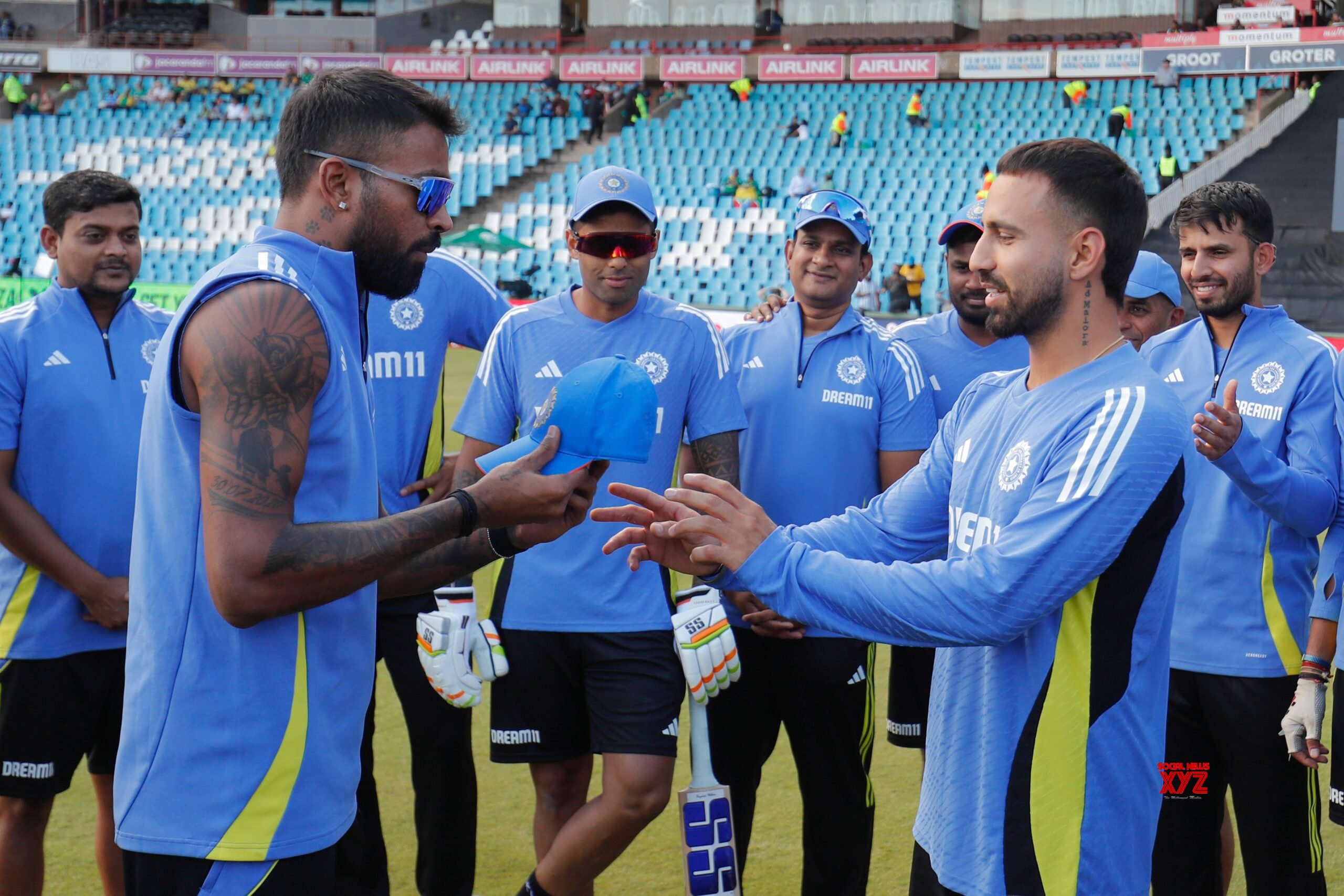 Centurion: India's Ramandeep Singh receives his Team India cap from Hardik Pandya #Gallery