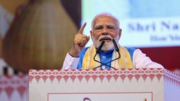 PM addressing the gathering during the inauguration of 1st Bodoland Mohotsov at SAI Indira Gandhi Sports Complex, in New Delhi on November 15, 2024.