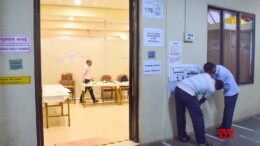 Mumbai: Election Commission staff prepare a polling booth for the Maharashtra Assembly elections at Sharda Mandir School, Gamdevi, in Mumbai on Tuesday, November 19, 2024. (Photo: Nitin Lawate)