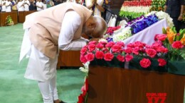 New Delhi: Prime Minister Narendra Modi during the National Democratic Alliance Parliamentary Party Meeting, Central Hall, Old Parliament Building, in New Delhi, Friday, June 07, 2024.(IANS/Video Grab)