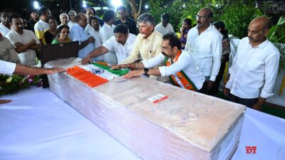 Chandrababu Naidu receives mortal remains of Pahalgam terror attack victim